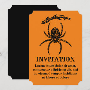 Convites Aranha Laranja de Halloween
