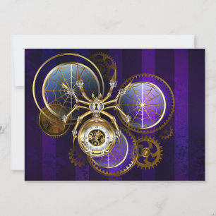 Convites Aranha Steampunk em Fundo Roxo