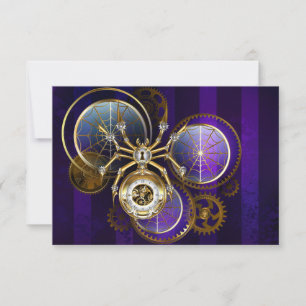 Convites Aranha Steampunk no fundo roxo