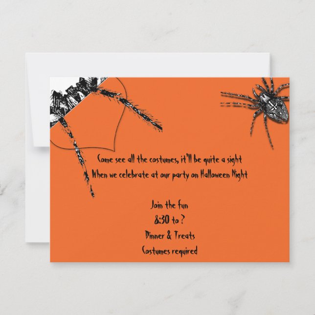 Convites Aranha Tarantula Negra no Dia das Bruxas Laranja (Frente)