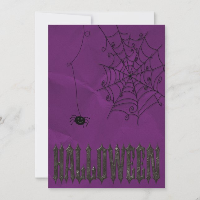 Convites Aranhas Assustadoras & Teias de Aranha Halloween (Frente)