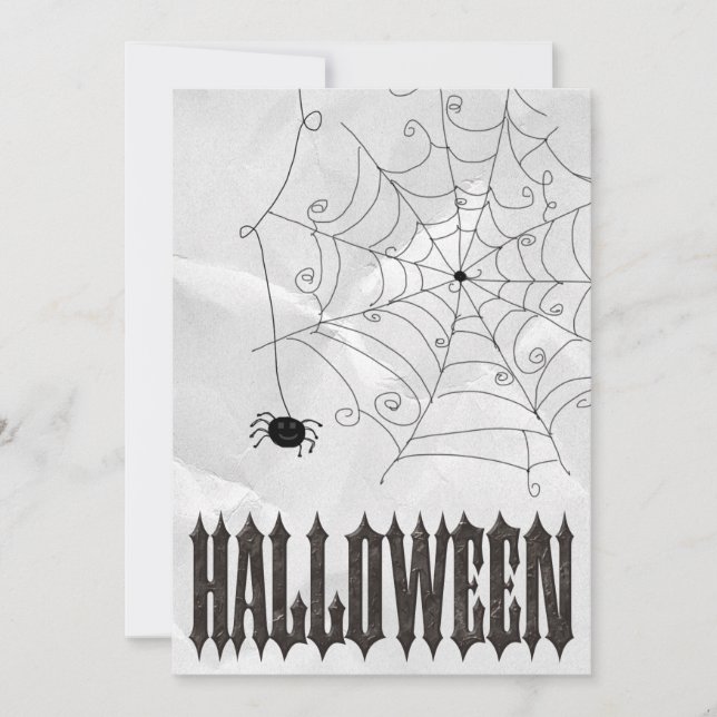 Convites Aranhas Assustadoras & Teias de Aranha Halloween (Frente)