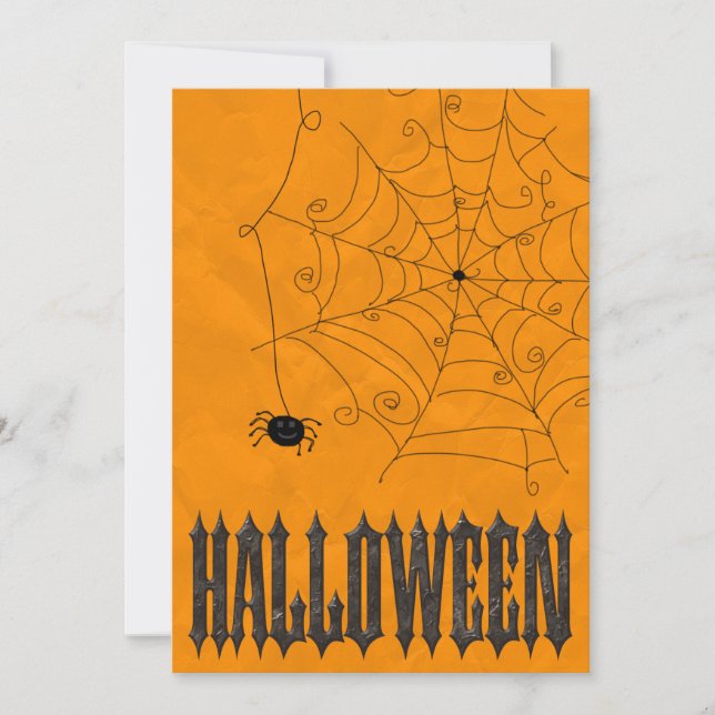 Convites Aranhas Assustadoras & Teias de Aranha Halloween (Frente)
