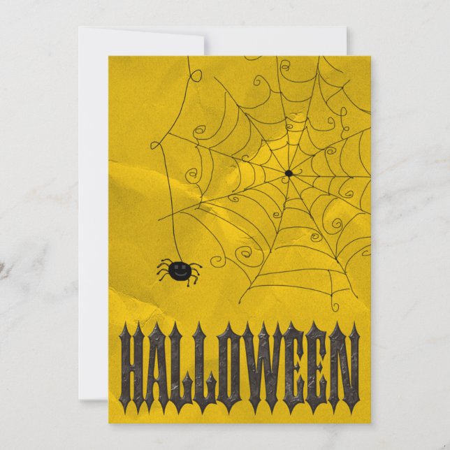 Convites Aranhas Assustadoras & Teias de Aranha Halloween (Frente)