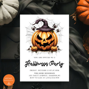 Convites Aranhas de Abóbora Modernas Festa Adulta do Hallow