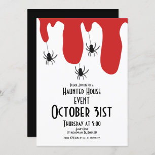 Convites Aranhas de Sangue Halloween Haunted House