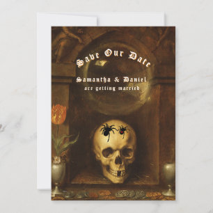 Convites Aranhas-do-Gótico de Casamento Halloween Salvem a 