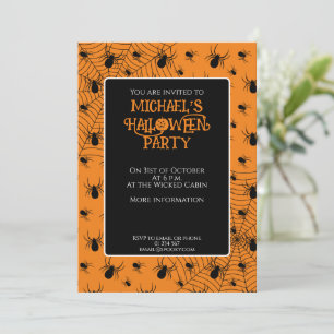 Convites Aranhas laranja pretas festa de Halloween Personal