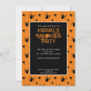 Convites Aranhas laranja pretas festa de Halloween Personal