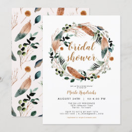 Convites Arbor - Feather Greenery Wreath Bridal da Boêmia