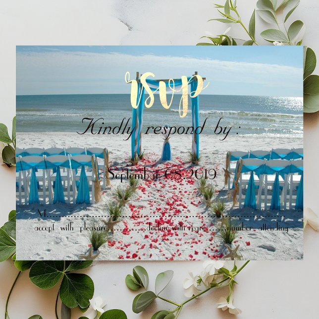 Convites Arbusto de Casamento na Praia RSVP (Criador carregado)