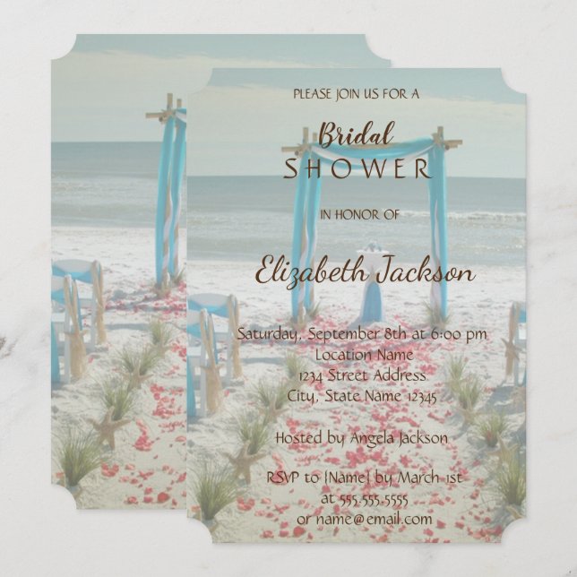 Convites Arbusto de Chuva para Casamento na Praia (Frente/Verso)