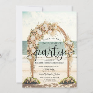 Convites Arbusto de Rosas para Casamento na Praia Engajamen