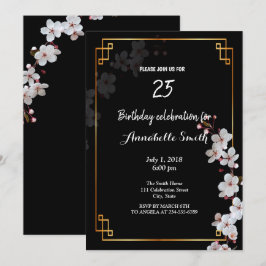 Convites arbustos brancos e flores do ouro Aniversário