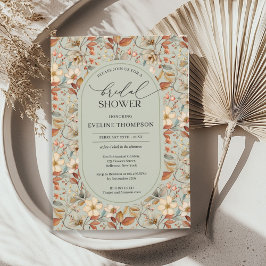 Convites Arca de aquarelas de marfim verde de flores silves