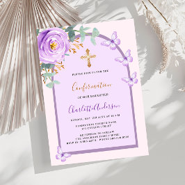 Convites Arca de borboletas rosa púrpura Confirmação