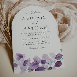 Convites Arca de Casamento de Folha Roxa Moderna Elegante