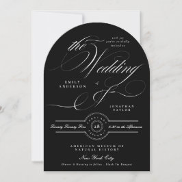 Convites Arca de Casamento de Gravata Negra Clássica Elegan