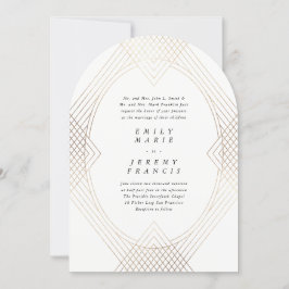Convites Arca de Casamento Simples Gatsby Moderno Oval Dour