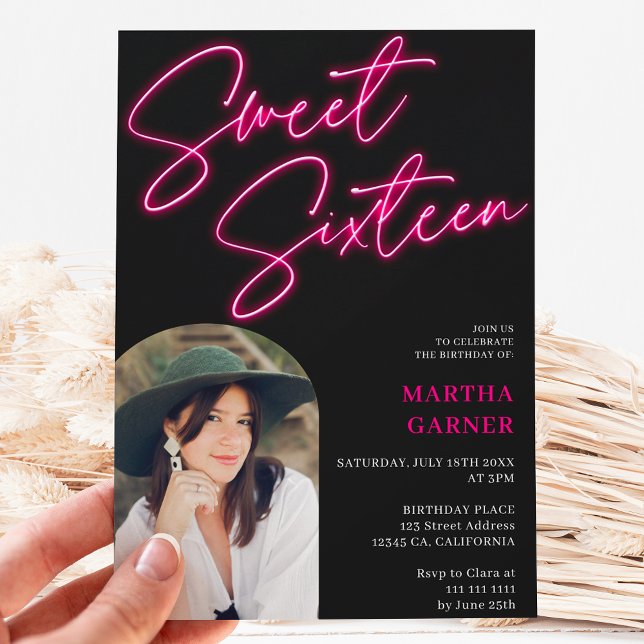 Convites Arca de fotos divertida com script de sinais rosa  (Criador carregado)