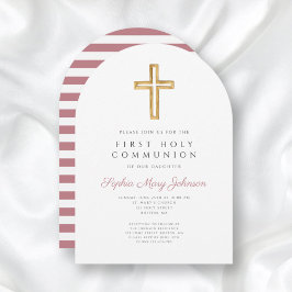 Convites Arca de Primeira Comunhão Rosa Moderna