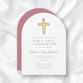 Convites Arca de Primeira Comunhão Rosa Moderna