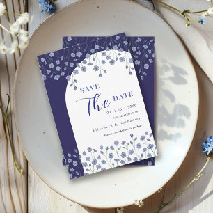 Convites Arca Floral Azul Elegante Salva A Data Casamento