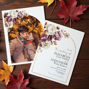 Convites Arca Floral Dourada   Autumn Photo Wedding