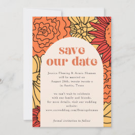 Convites Arca Floral Grande Colorida Quente Salvar a data