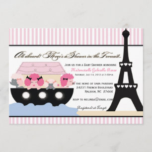 Convites Arca Noahs Vai a Paris convidar garotas