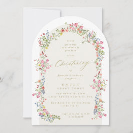 Convites arca primavera floral de batizado elegante