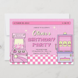Convites Arcade de jogo rosa 