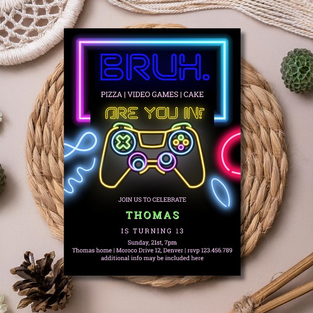 Convites Arcade video games neonaser boy (Criador carregado)