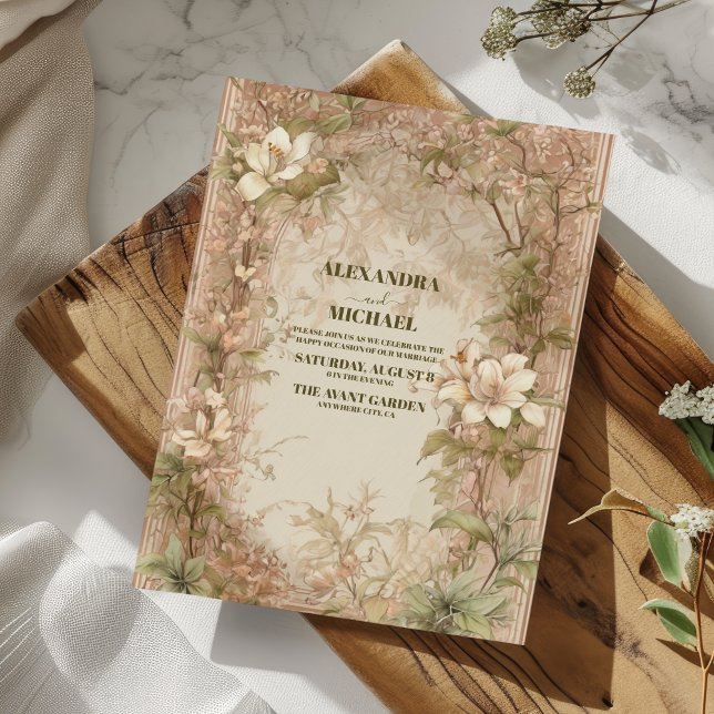 Convites Arch Arch Nouveau Wedding Elegante (Criador carregado)