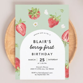 Convites Arch Berry Primeiro Tema de Morango de Aniversário