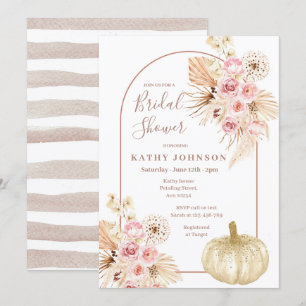 Convites Arch Boho Pampas Grass e Chá de panela de Abóbor