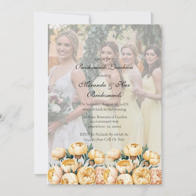 Convites Arch Butter Yellow Photo Bridesmaids Luncheon (Frente)