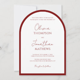 Convites Arch de Casamento Simples Crimson Red Border
