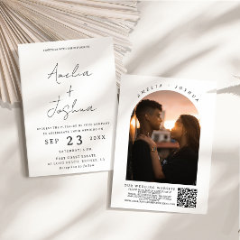Convites Arch de Fotografia de Caligrafia com código QR em
