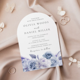 Convites Arch Dusty Blue Floral Casamento