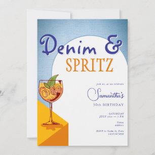 Convites Arch Elegante Moderno Denim & Spritz Verão Anivers