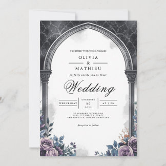 Convites Arch Escuro Floral Romance Wedding