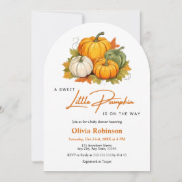 Convites Arch Fall Autumn A Little Pumpkin Baby Shower 