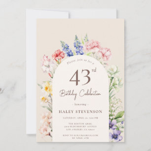 Convites Arch Floral Garden Whimsical Beige 43º Aniversário