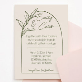 Convites Arch Folha Moderna Tan e Casamento Verde