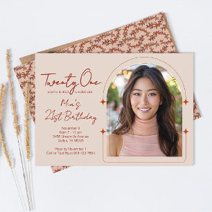 Convites Arch Modelo de Foto Cactus Vine Boho aniversário d