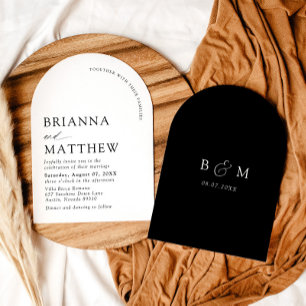 Convites Arch Modern Black & White Minimalist Weding