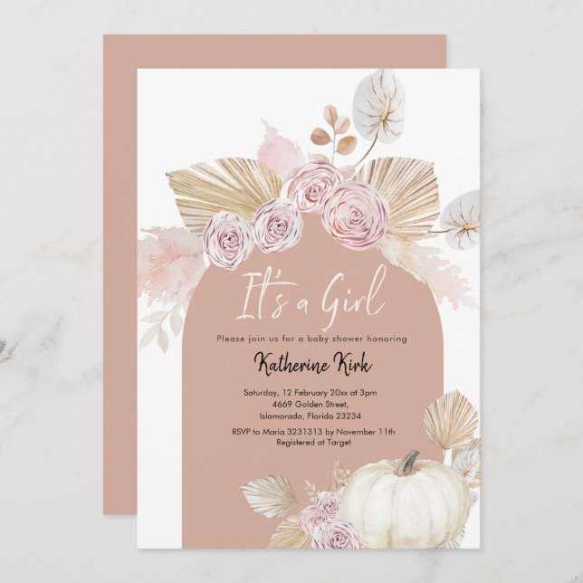 Convites Arch Modern Pumpkin é um Chá de fraldas (Frente/Verso)