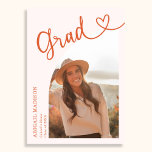Convites Arch Photo Script with Heart Graduation Party<br><div class="desc">Celebrate a milestone worth remembering with this personalized graduation announcement card, designed to feel both timeless and heartfelt. The front showcases the elegant word Graduate in a flowing fancy script, finished with a delicate heart swash that adds warmth and charm. Centered beneath, your graduate’s photo is beautifully framed in a...</div>