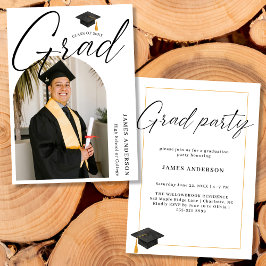 Convites Arch Trendy Modern Script Photo Graduation Party